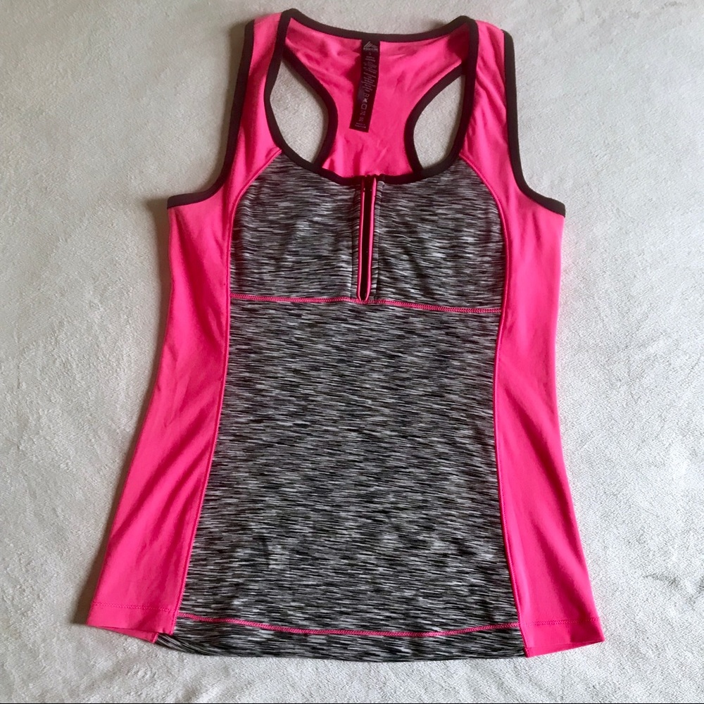 ⭐️RBX Pink Gray Zip Up Athletic Workout Tank Top
